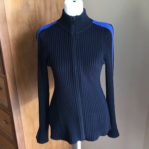 Ralph Lauren Black and Blue Ribbed Turtleneck Sweater
